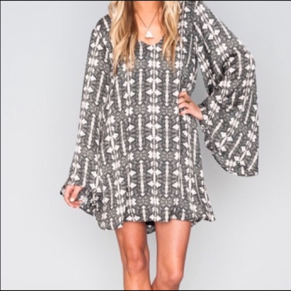 Show me your Mumu Gray and white Snake Print Gabby Low back Dress